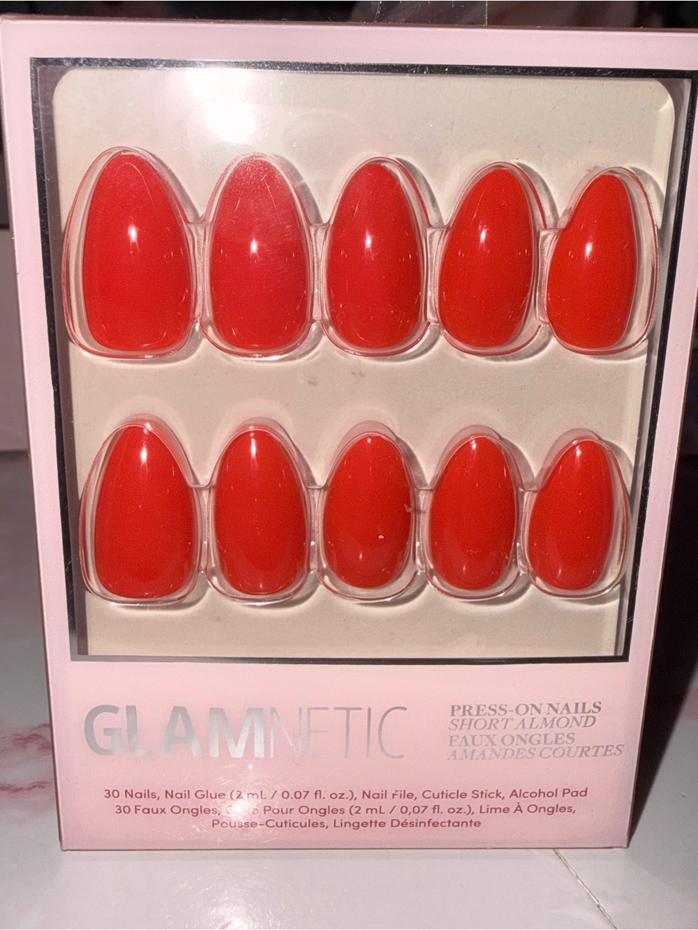 Glamnetic “Fiery Red” Press-On Nails in Red - Short Almond